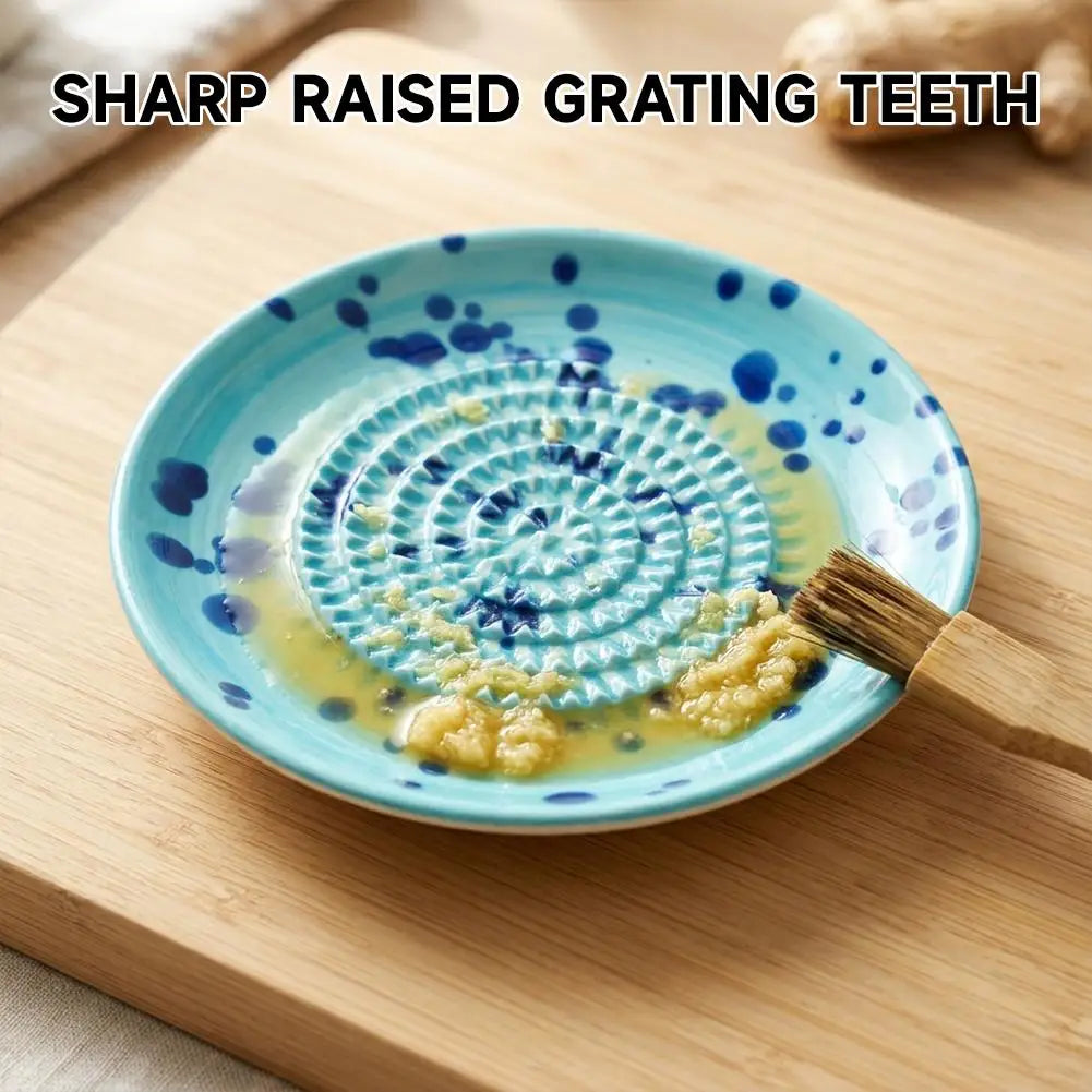 Ink-Splashed Ceramic Manual Grinder Bowl for Baby Food Ginger Garlic Spice Grinding Tool Artistic Kitchen Gadget Hand Mill