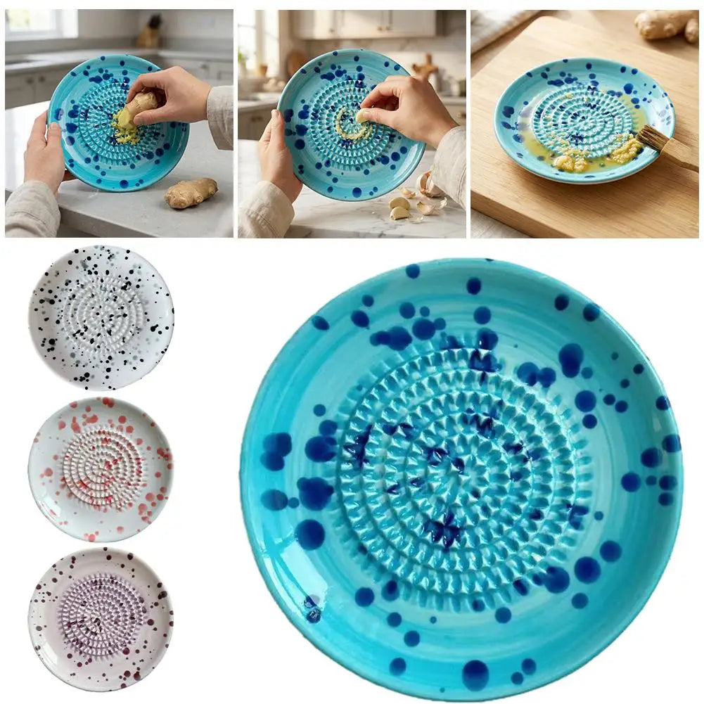 Ink-Splashed Ceramic Manual Grinder Bowl for Baby Food Ginger Garlic Spice Grinding Tool Artistic Kitchen Gadget Hand Mill