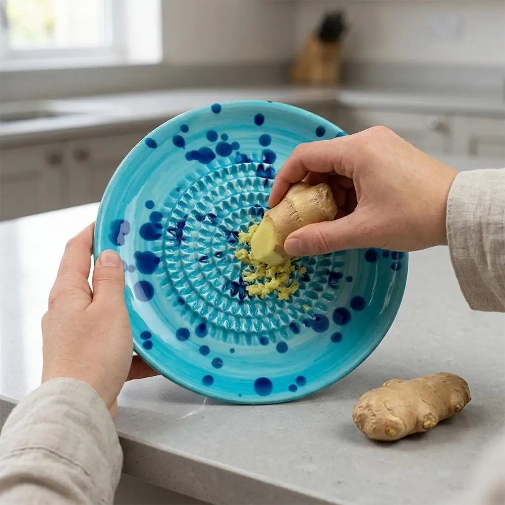Ink-Splashed Ceramic Manual Grinder Bowl for Baby Food Ginger Garlic Spice Grinding Tool Artistic Kitchen Gadget Hand Mill